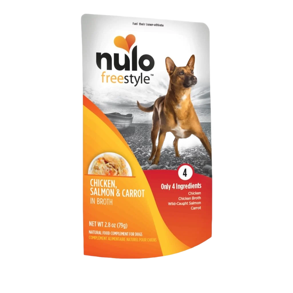 Efficient Nulo style Chicken Salmon Carrot in Broth Dog Food Topper 2.8 oz. Detailed
