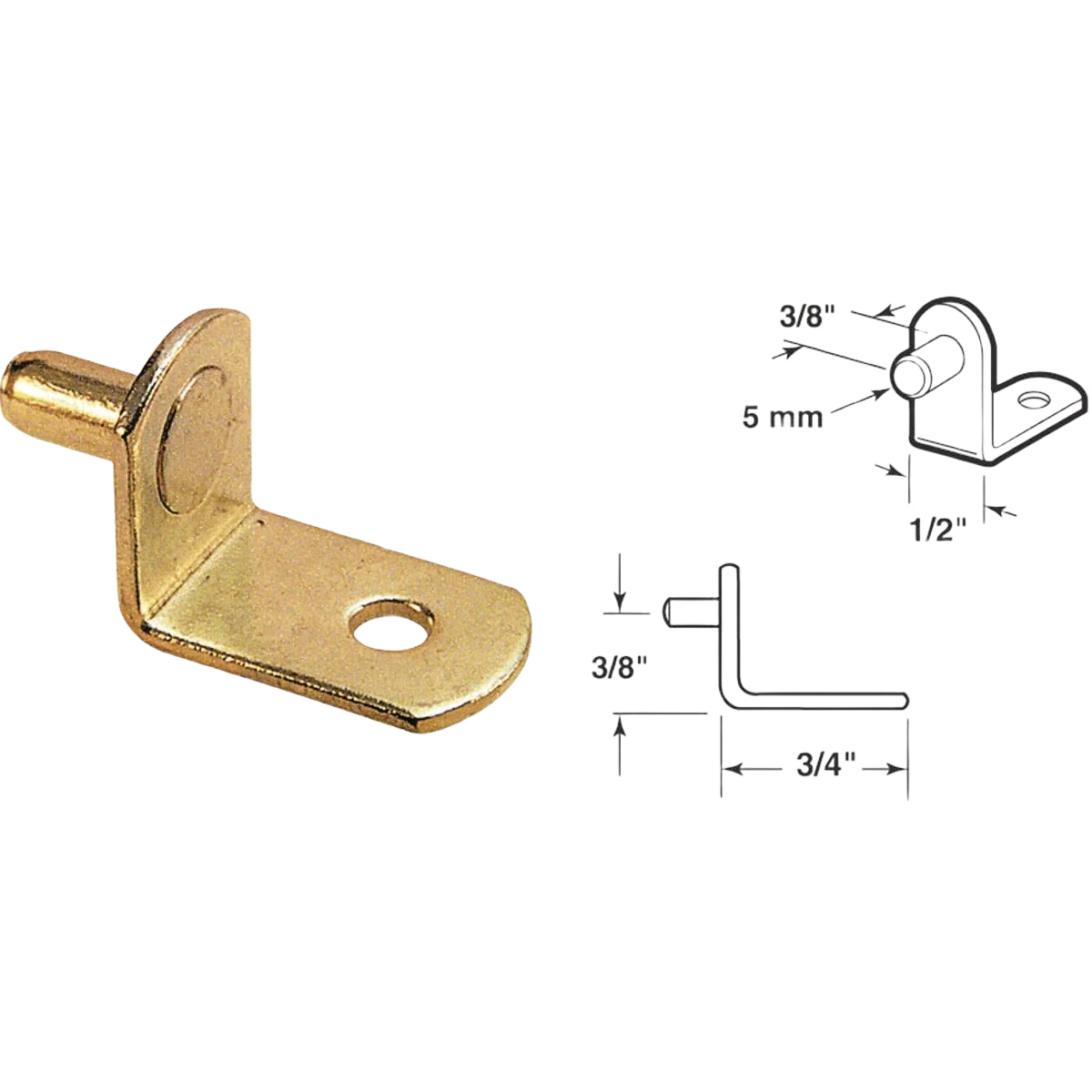 Quality Prime-Line 5mm Brass Metal Shelf Support 8-Ct Sophisticated