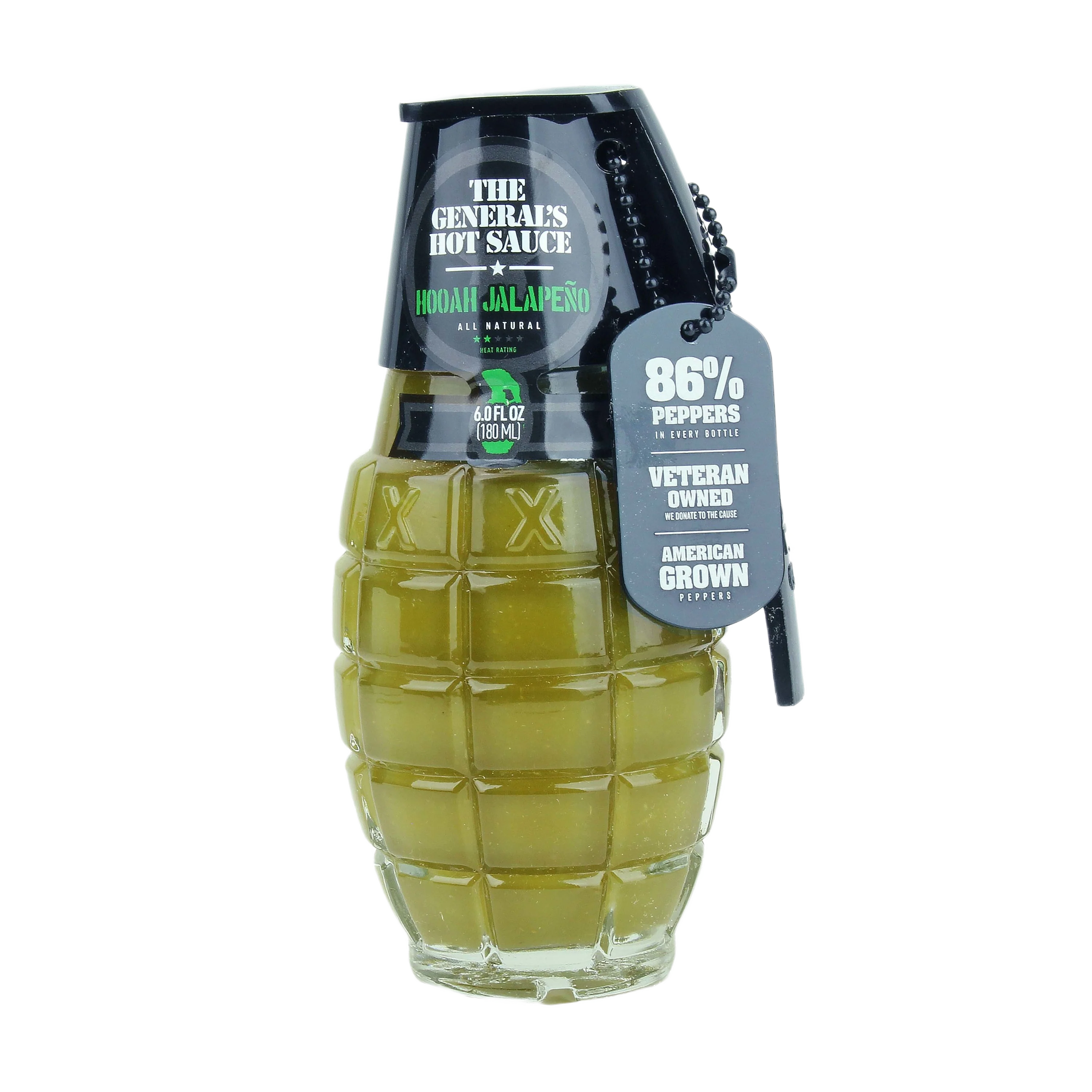 Minimalist The General’s Hooah Jalapeno All-Natural Hot Sauce Grenade Bottle 6 oz. Fine