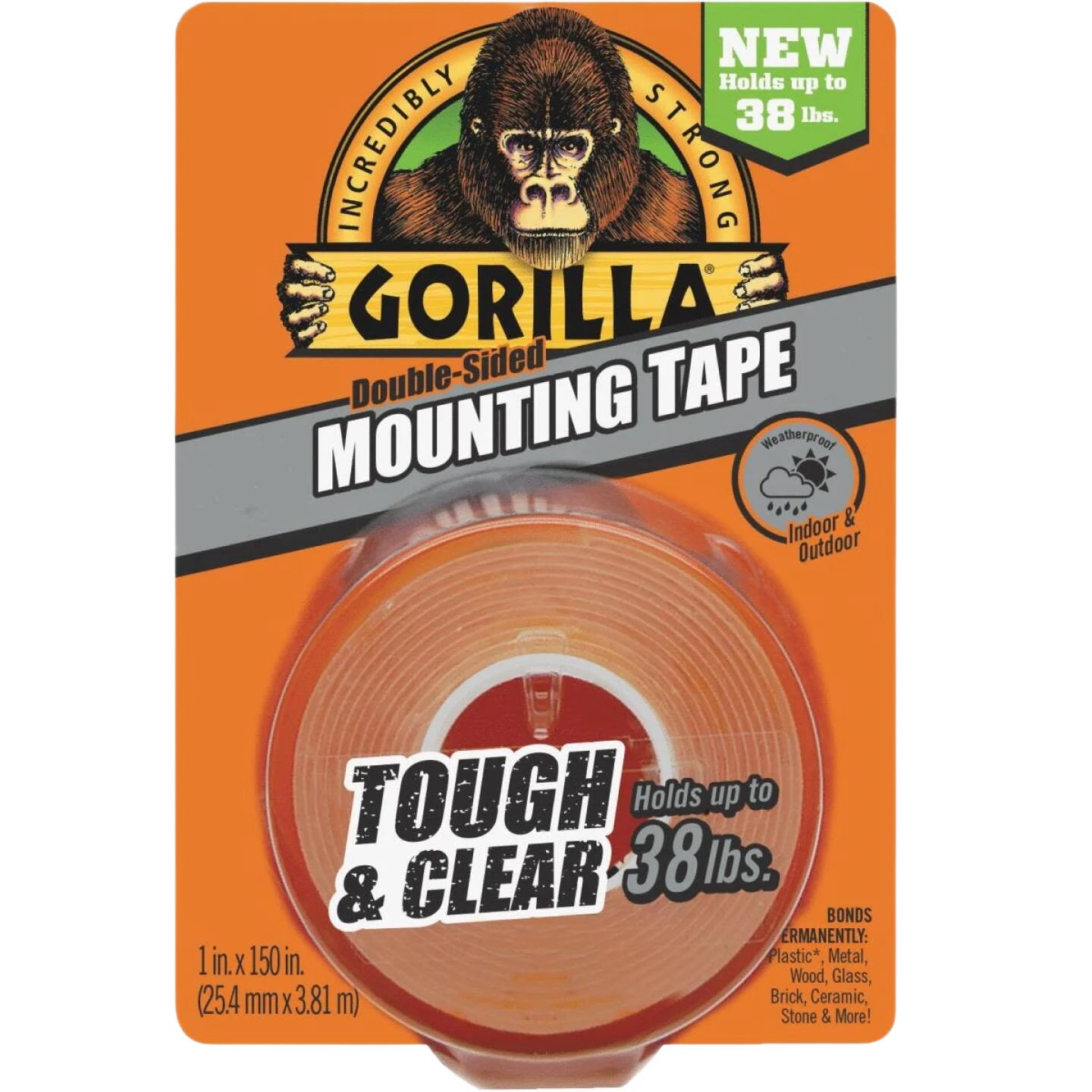 High-Quality Gorilla Clear Double-Sided Mounting Tape 28 lb. Capacity Selected