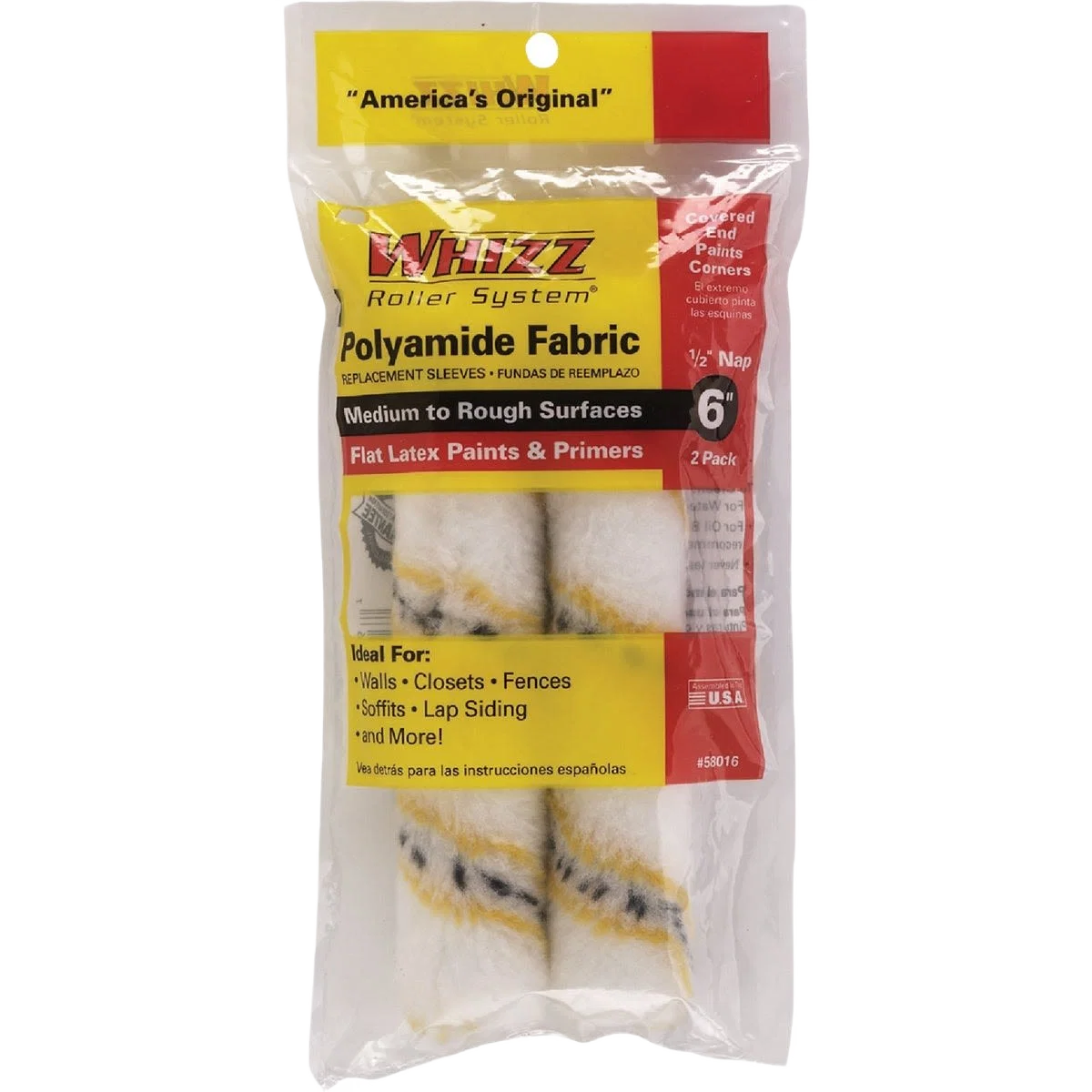 Soft Whizz Gold Stripe 6 x 1 2 in. Refill Woven Fabric Roller Cover 2-Pack Professional