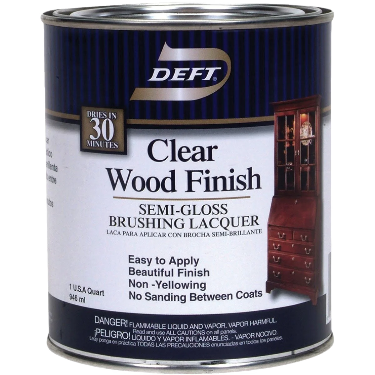 Secure Deft Clear Wood Finish Semi-Gloss Brushing Lacquer 1 Quart Breathable