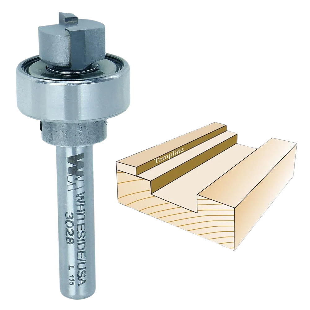Enhanced Whiteside Template Bit w Oversize Bearing 1 4 in. SH x 1 2 in. CD x 1 4 in. CL Expertly Made