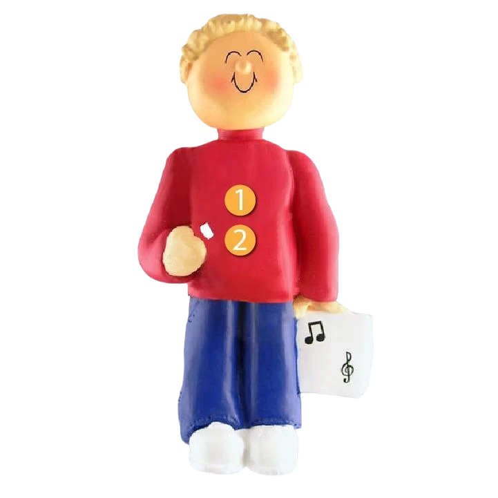 Recyclable Ornament Central Personalized Blonde Male Musician Ornament Clean