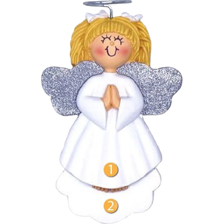 Selected Ornament Central Personalized Blonde Female Baby Angel Ornament Premium Material