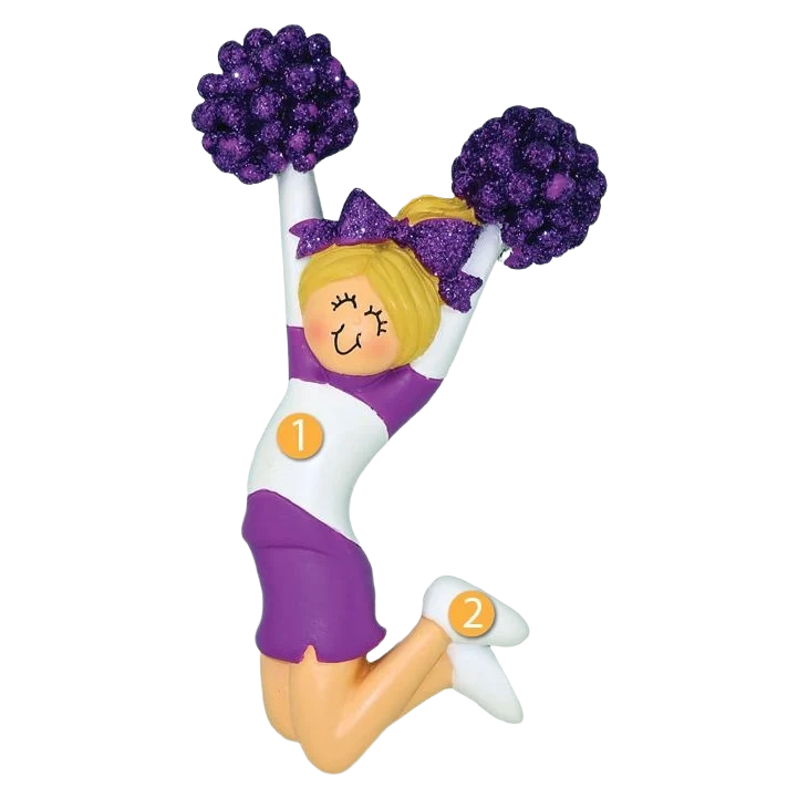 Durable Ornament Central Personalized Blonde Female Cheerleader In Purple Ornament Unique