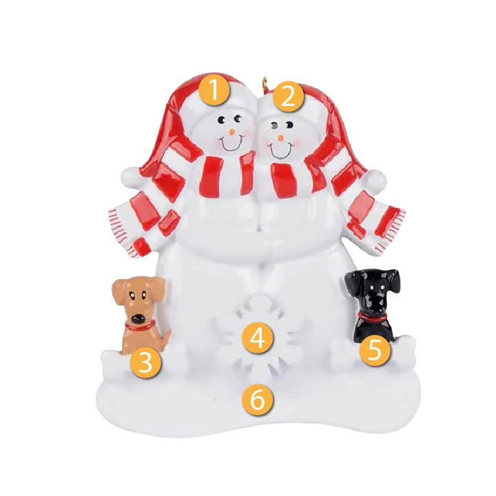 Innovative Rudolph Me Personalized Snow Couple with Black Tan Dog Ornament Refined
