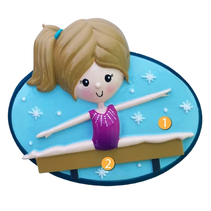 Sophisticated PolarX Personalized Gymnast on Beam Ornament Relaxed