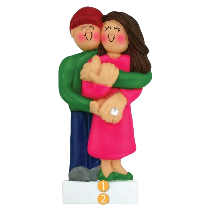 Original Ornament Central Personalized Brunette Female Engagement Ornament Exclusive