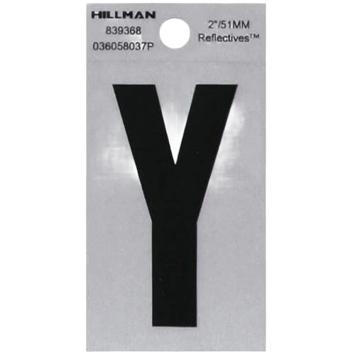 Versatile Hillman 2 in. Black Silver Reflective Mylar Square Cut Sticker Letter Y Original
