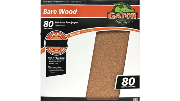 Refined Gator 9 x 11 80-Grit Medium Sandpaper Single Sheet Long-Lasting