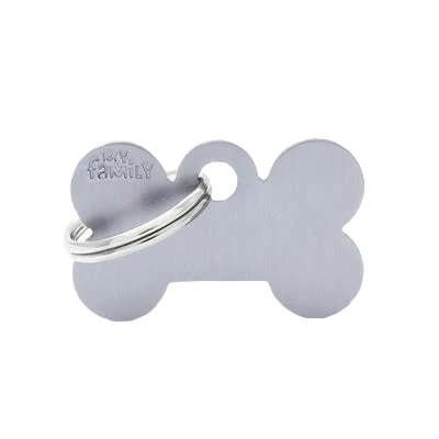 Pure MyFamily Small Light Gray Bone ID Tag Sophisticated
