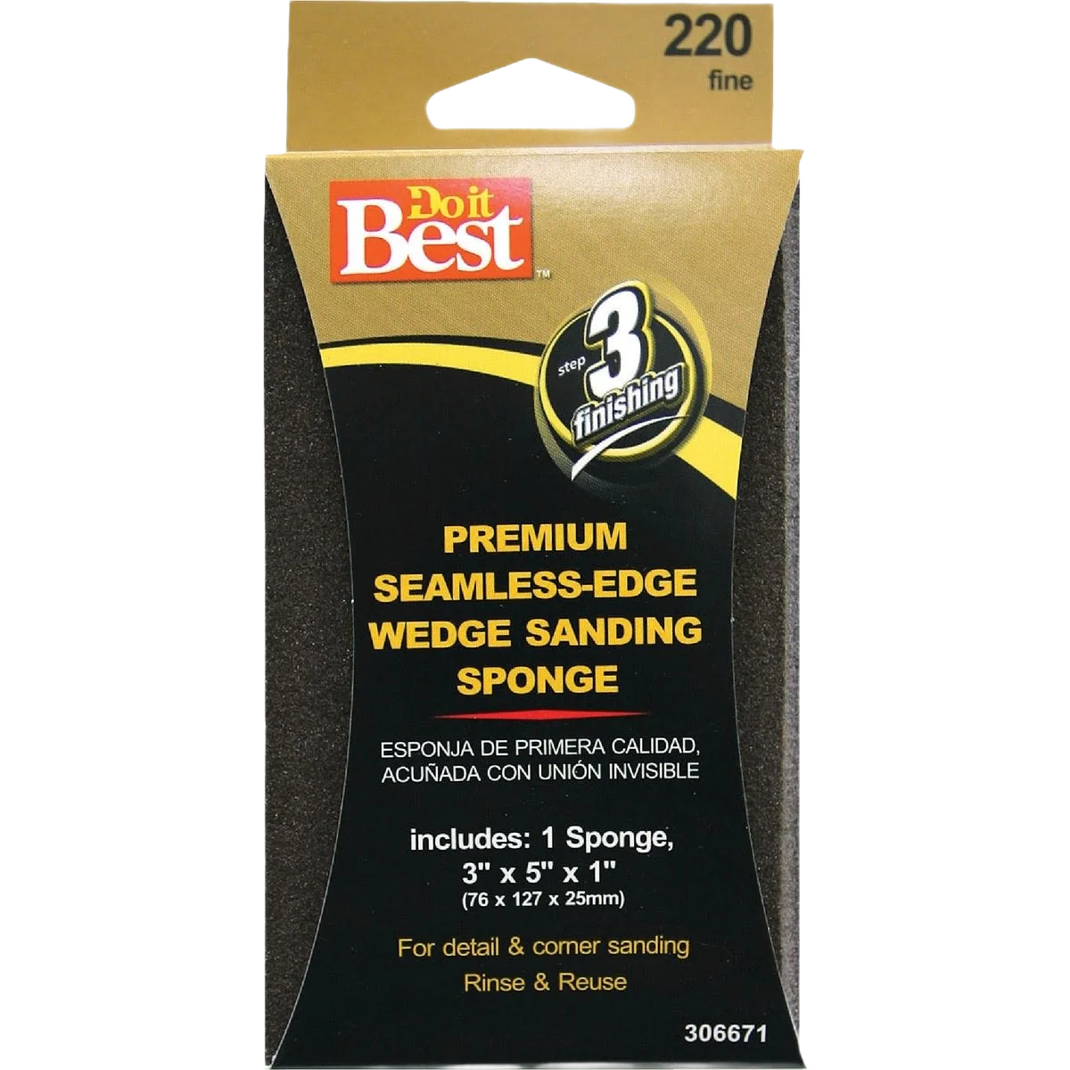 Dependable Do it Fine 220-Grit Premium Wedge Sanding Sponge Long-Lasting