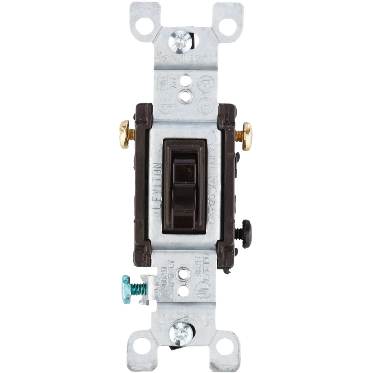 Versatile Leviton Quiet Grounded Toggle Brown 15A 3-Way Switch Elegant