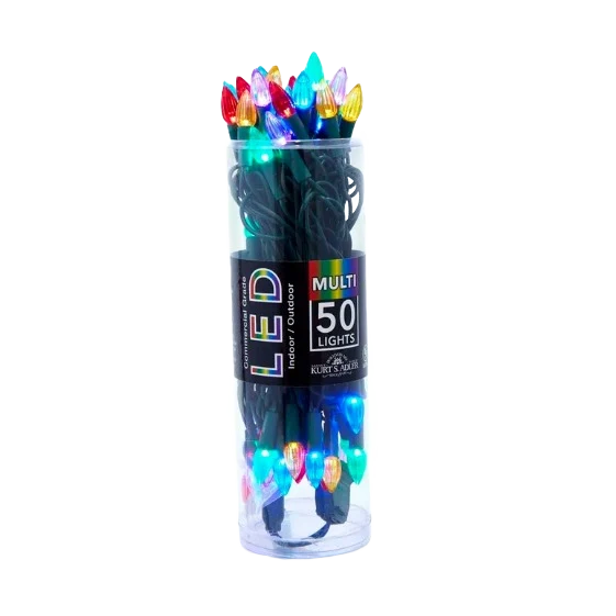 Comfortable Kurt S. Adler C3 Diamond Multicolored LED Green Wire Light Set 50 Lights Selected