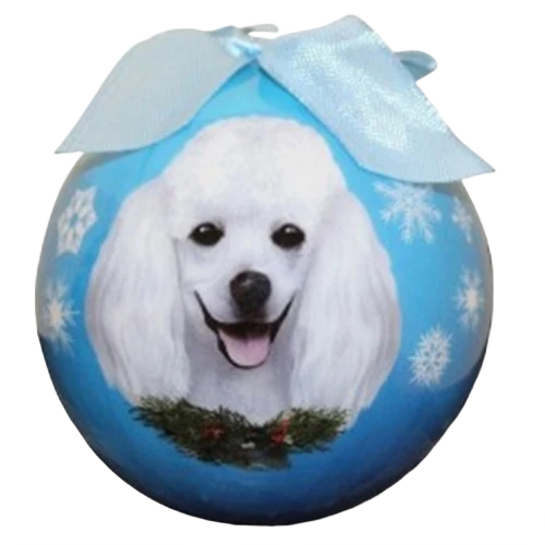 Efficient E S Pets White Poodle Christmas Ball Ornament High-Quality