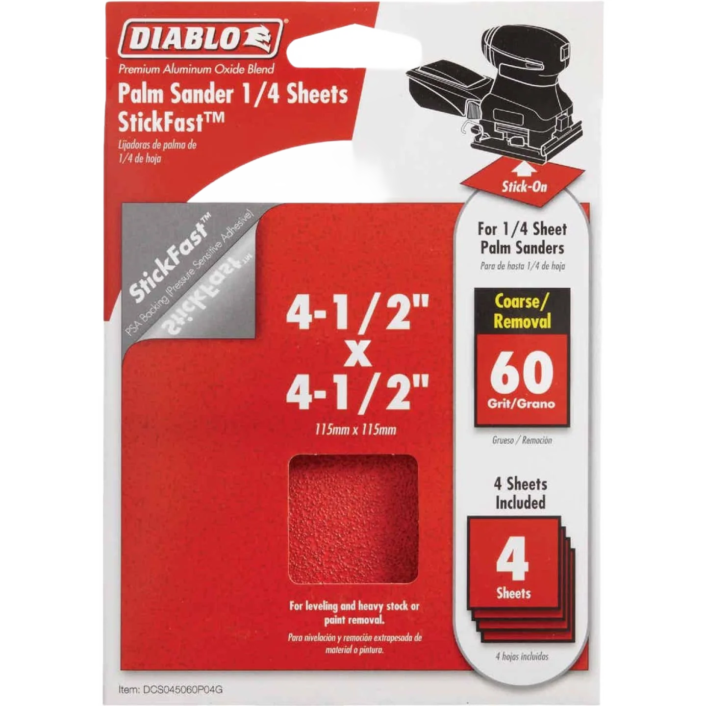 Responsible Diablo StickFast 4-1 2 x 4-1 2-In. 60-Grit Palm Sander Sanding Sheets 4-Pack Superior