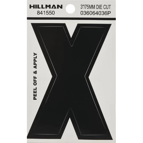 Original Design Hillman 3 in. Black Vinyl Die Cut Peel Off Sticker Letter X Modern