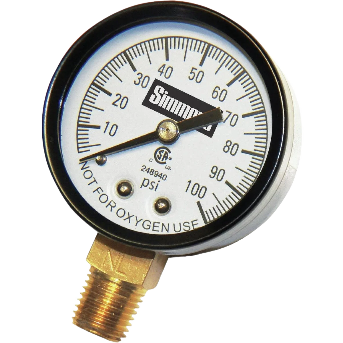 Detailed Simmons 1 4 MPT 100 PSI Pressure Gauge Elite