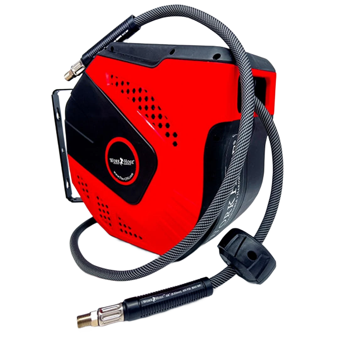 Recyclable Work Hose Self Retracting 1600 Series Air Hose Reel 3 8 in. 50 ft. Reusable