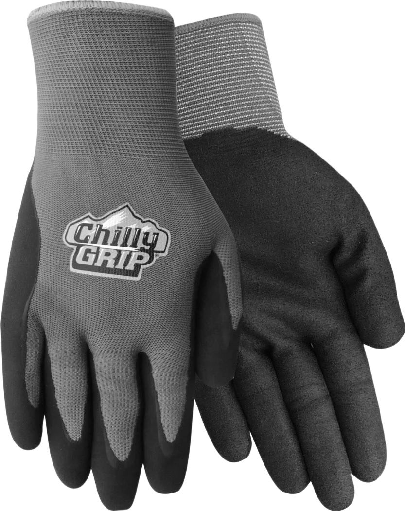 Safe Red Steer Medium Grey Chilly Grip Water Resistant Gloves Secure