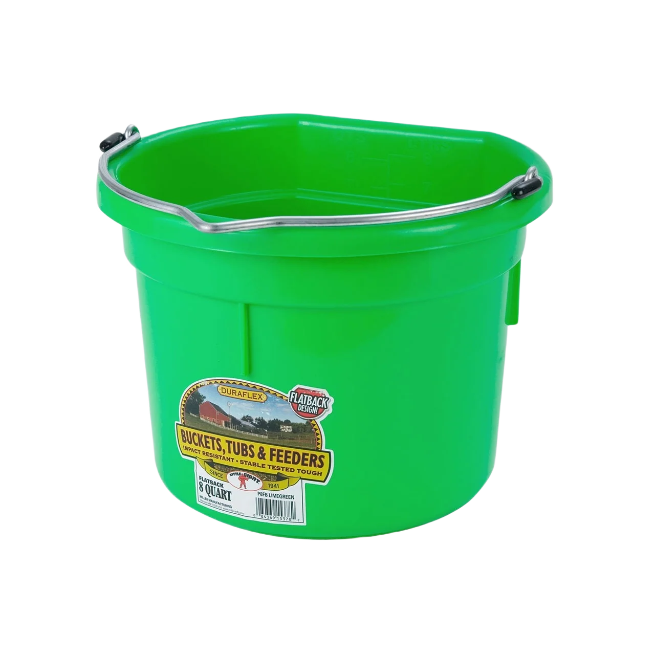 Smooth Little Giant Green Duraflex Plastic Flat Back Bucket 8 qt. Luxury