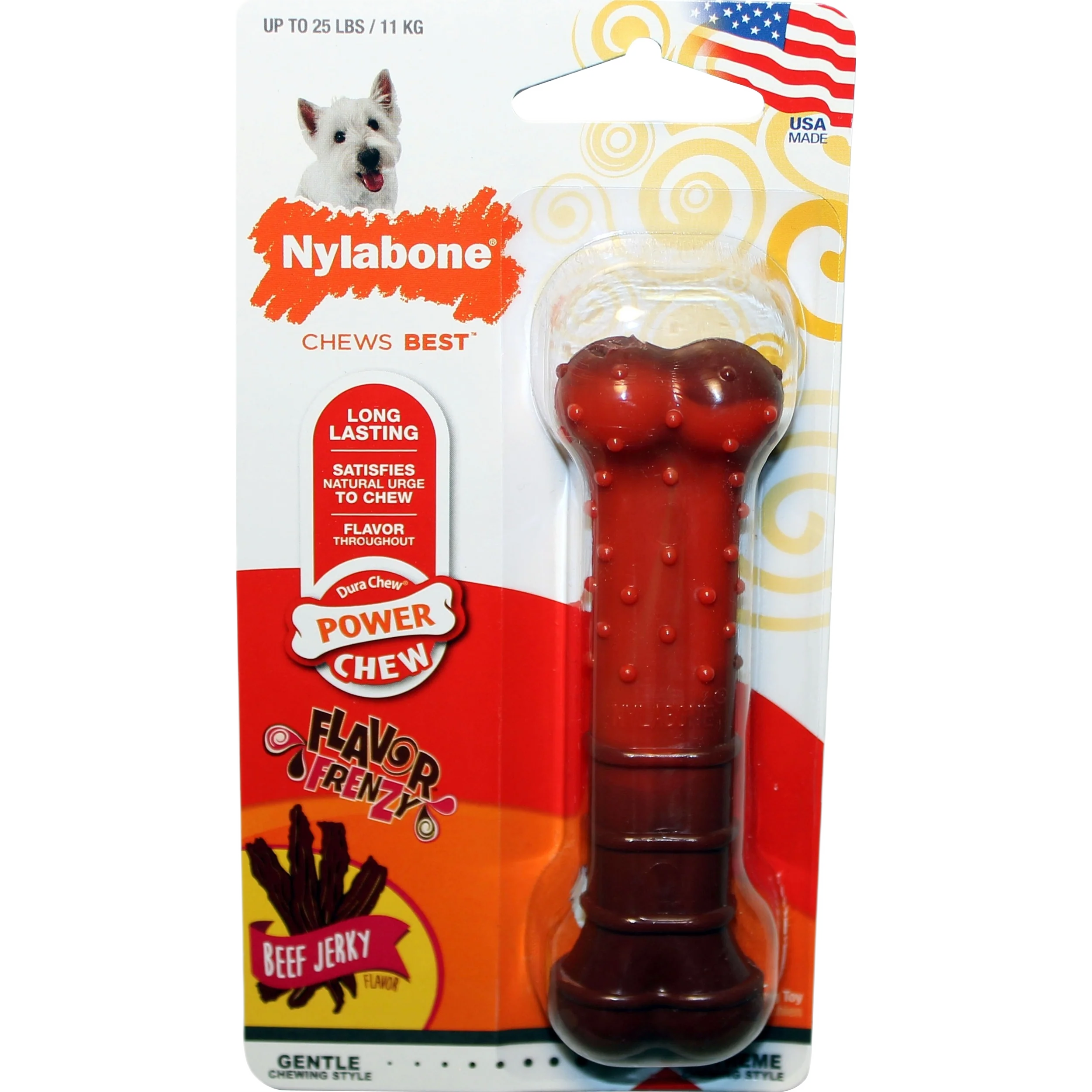 Effective Nylabone Regluar Beef Jerky Power Chew Textured Bone Trusted