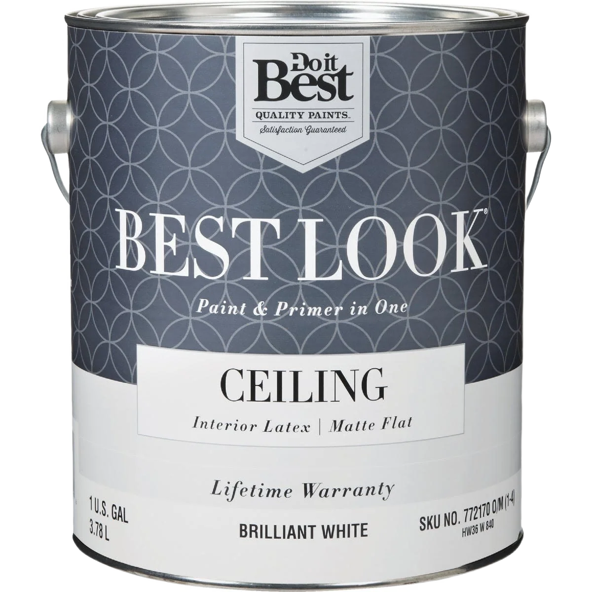 Recyclable Look Brilliant White Latex Matte Flat Ceiling Paint Primer 1 Gallon Traditional