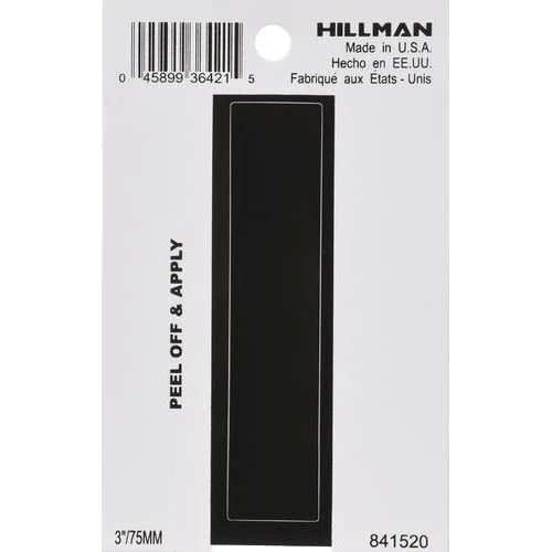 Long-Lasting Hillman 3 in. Black Vinyl Die Cut Peel Off Sticker Letter I Minimalist