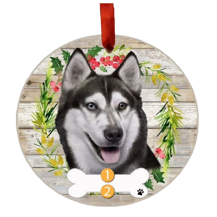 Long-Lasting E S Pets Personalized Siberian Husky Face Wreath Ornament Recyclable
