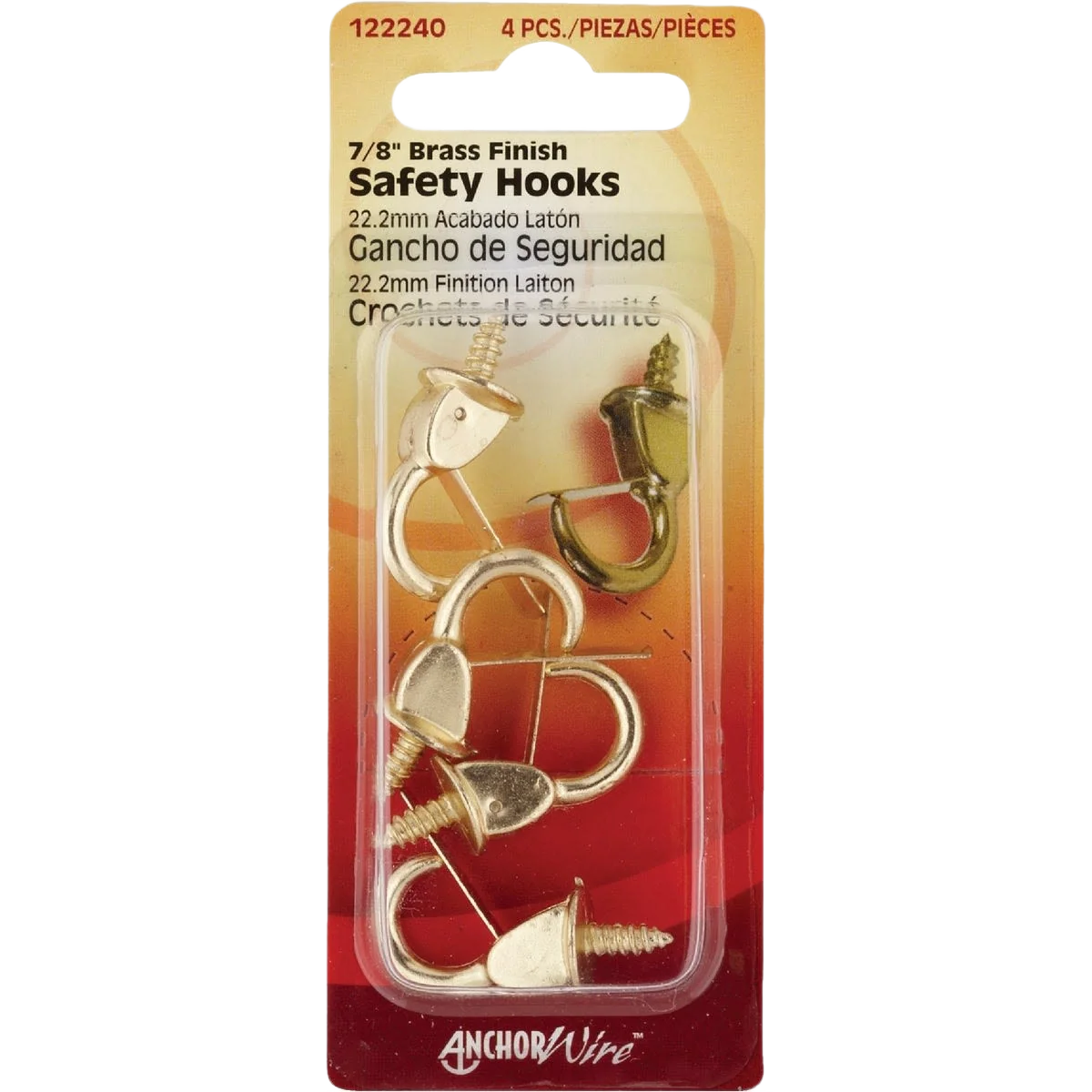 Specialty Hillman Anchor Wire Brass Spring Safety Hooks 7 8 in. 4-Count Detailed