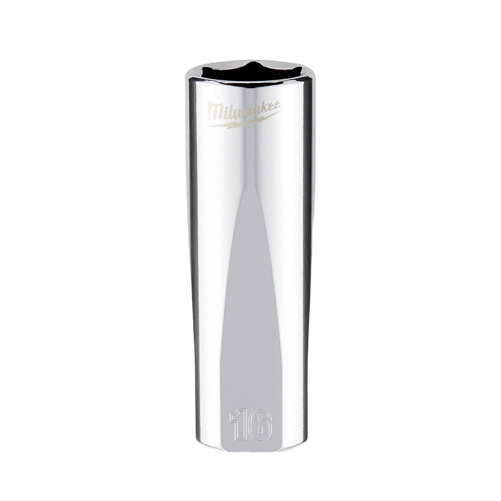 Official Milwaukee 3 8 Drive 16-mm Deep Socket w FOUR FLAT™ Sides Convenient