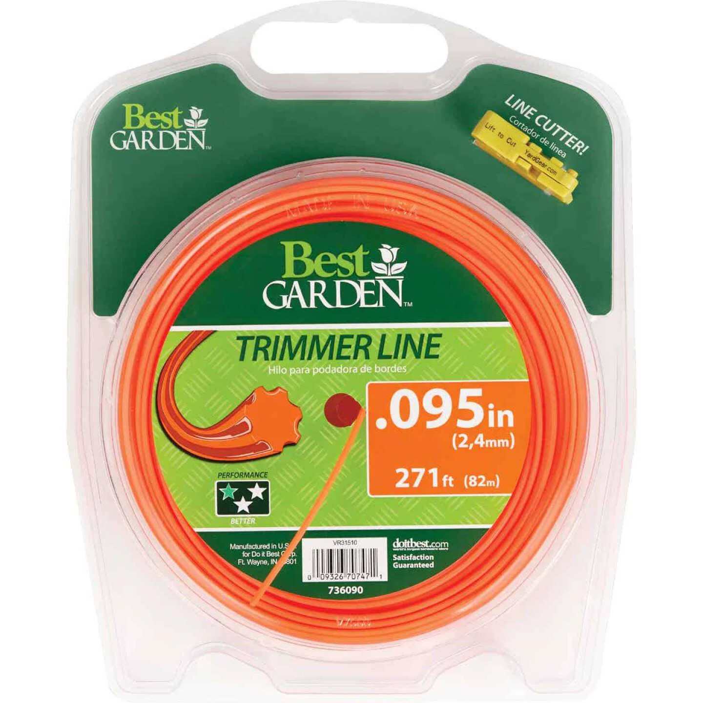 Contemporary Garden 0.095 in. x 271 ft. 7-Point Orange Trimmer Line Smooth