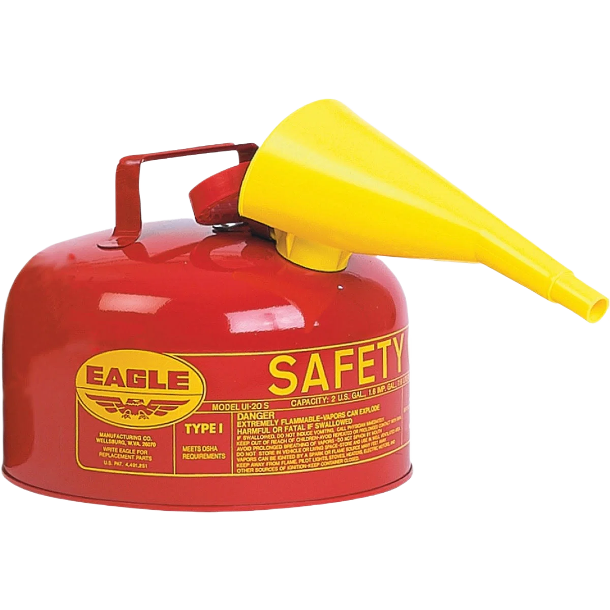 Professional Eagle 2 Gal. Type I Red Galvanized Steel Safety Fuel Can Consistent
