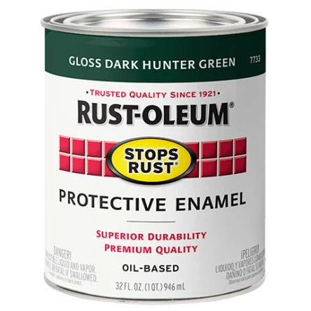 Authentic Rust-Oleum Stops Rust Glossy Hunter Green Protective Enamel Brush-On Paint 1 Qt. Stylish