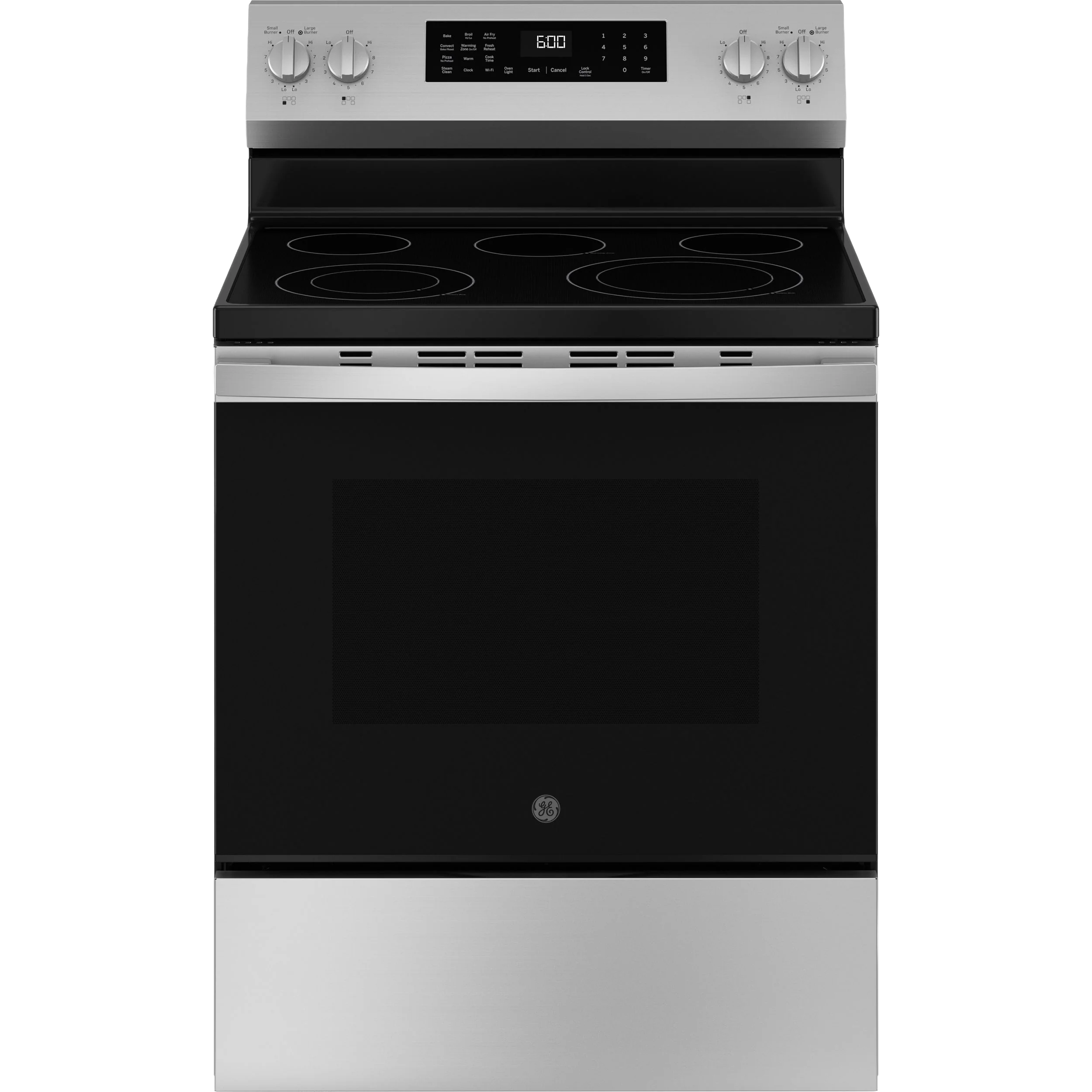 Secure GE® ENERGY STAR® 30 -Standing Electric Convection Range with No Preheat Air Fry and EasyWash™ Oven Tray User-Friendly