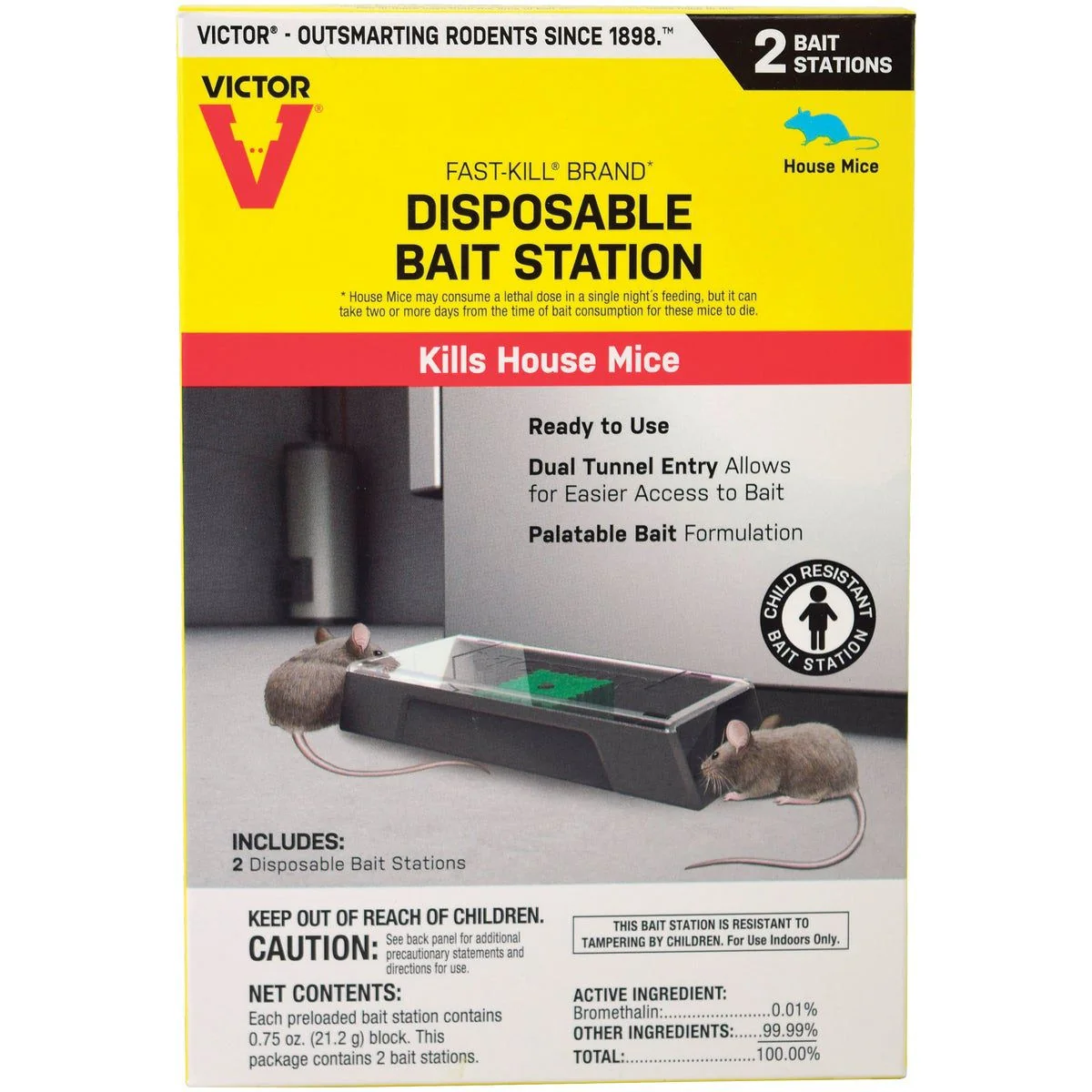 Lightweight Victor Fast-Kill Disposable Mouse Bait Station 2-Pack High-Performance