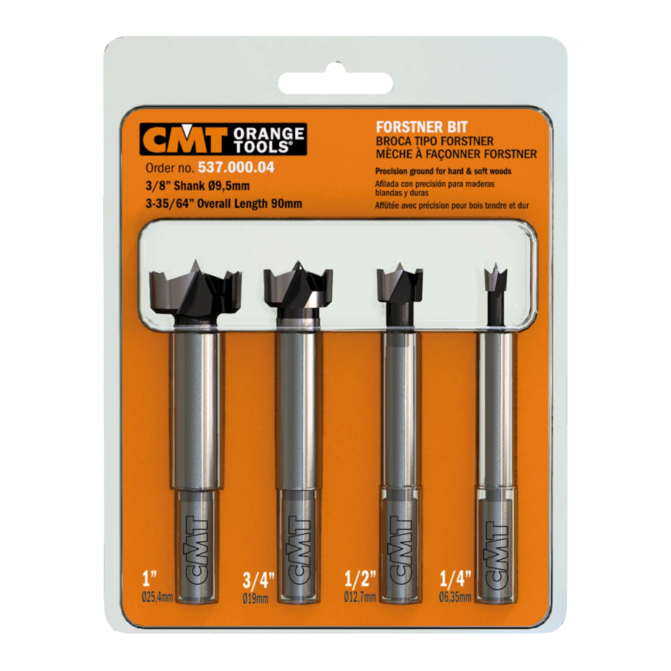Fine Crafted CMT Orange Tools 4-Pc Forstner Bit Set 3 8 Shank Rh Reusable