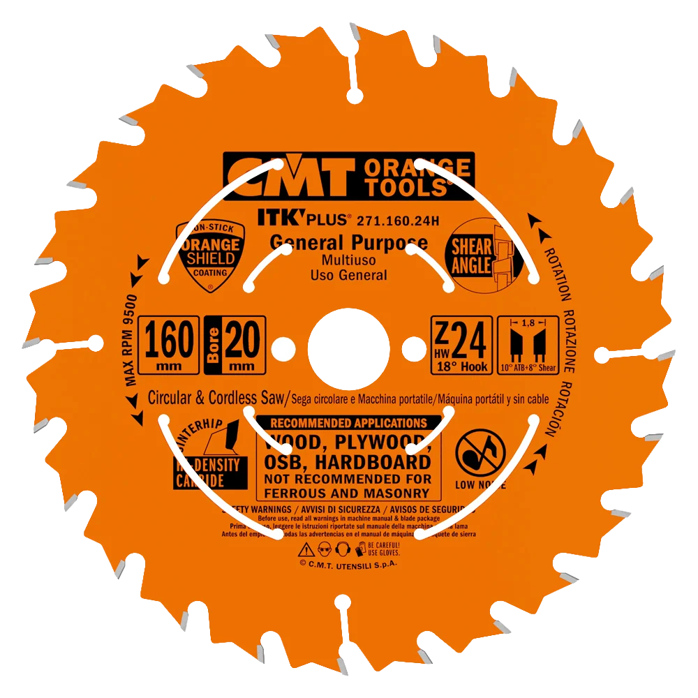 Easy-to-Use CMT Orange Tools 160x20mm 24T Fast Framing Saw Blade Eco-Friendly