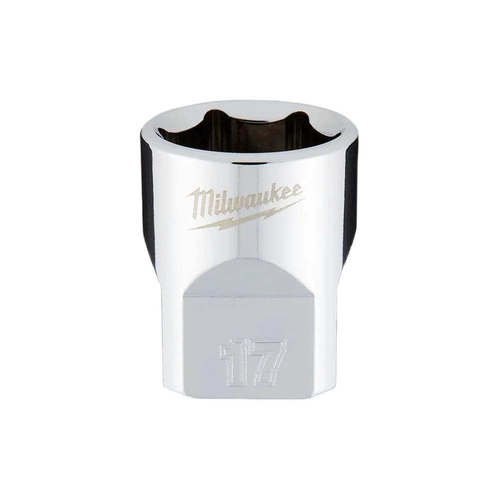 World-Class Milwaukee 3 8 Drive 17-mm 6-Point Socket w FOUR FLAT™ Sides Genuine