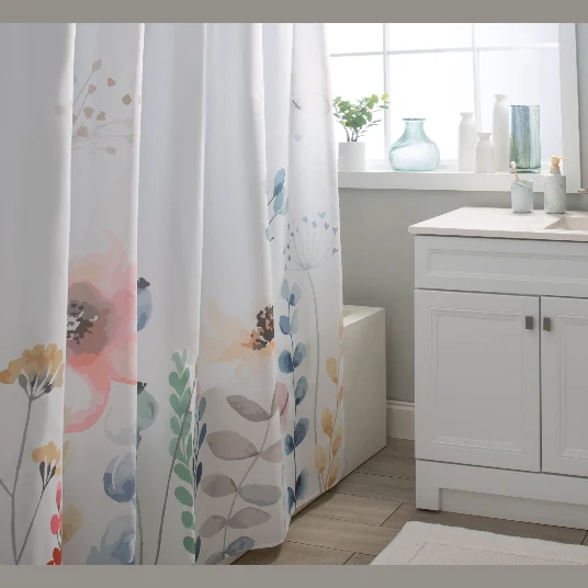 Enhanced Moda Jardin Floral Shower Curtain Reusable