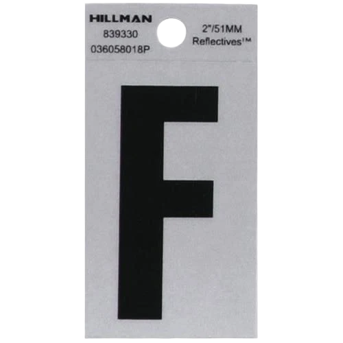 Trusted Hillman 2 in. Black Silver Reflective Mylar Square Cut Sticker Letter F Easy-to-Use