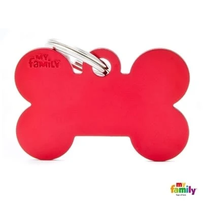 Reusable MyFamily Large Red Bone ID Dog Tag High-Grade