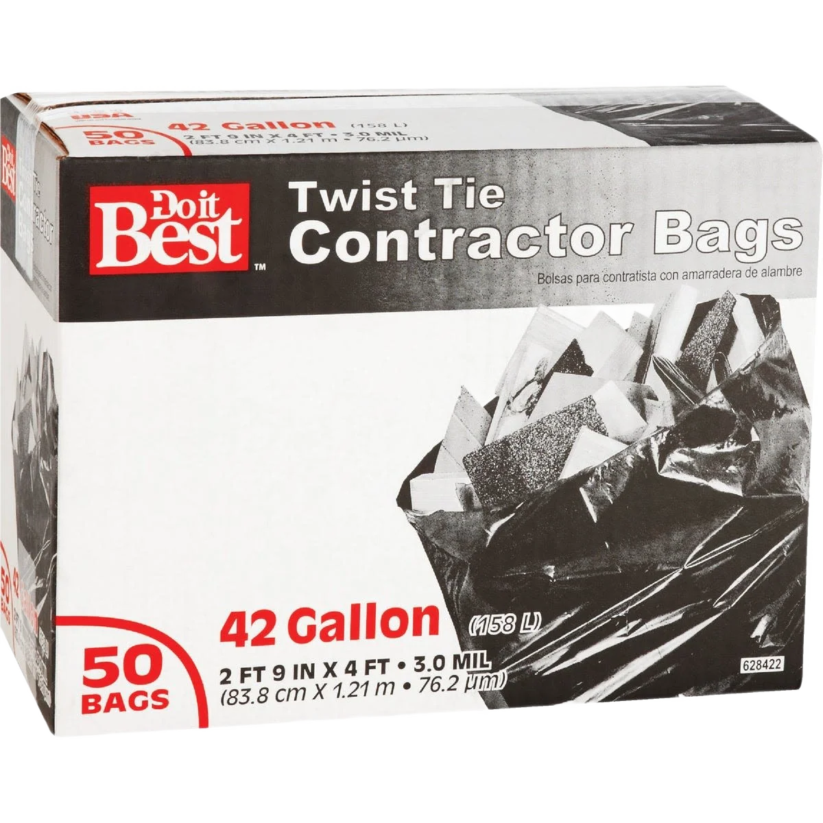 Sustainable Do it Black 42 Gallon Contractor Twist Tie Trash Bags 50-Count Excellent