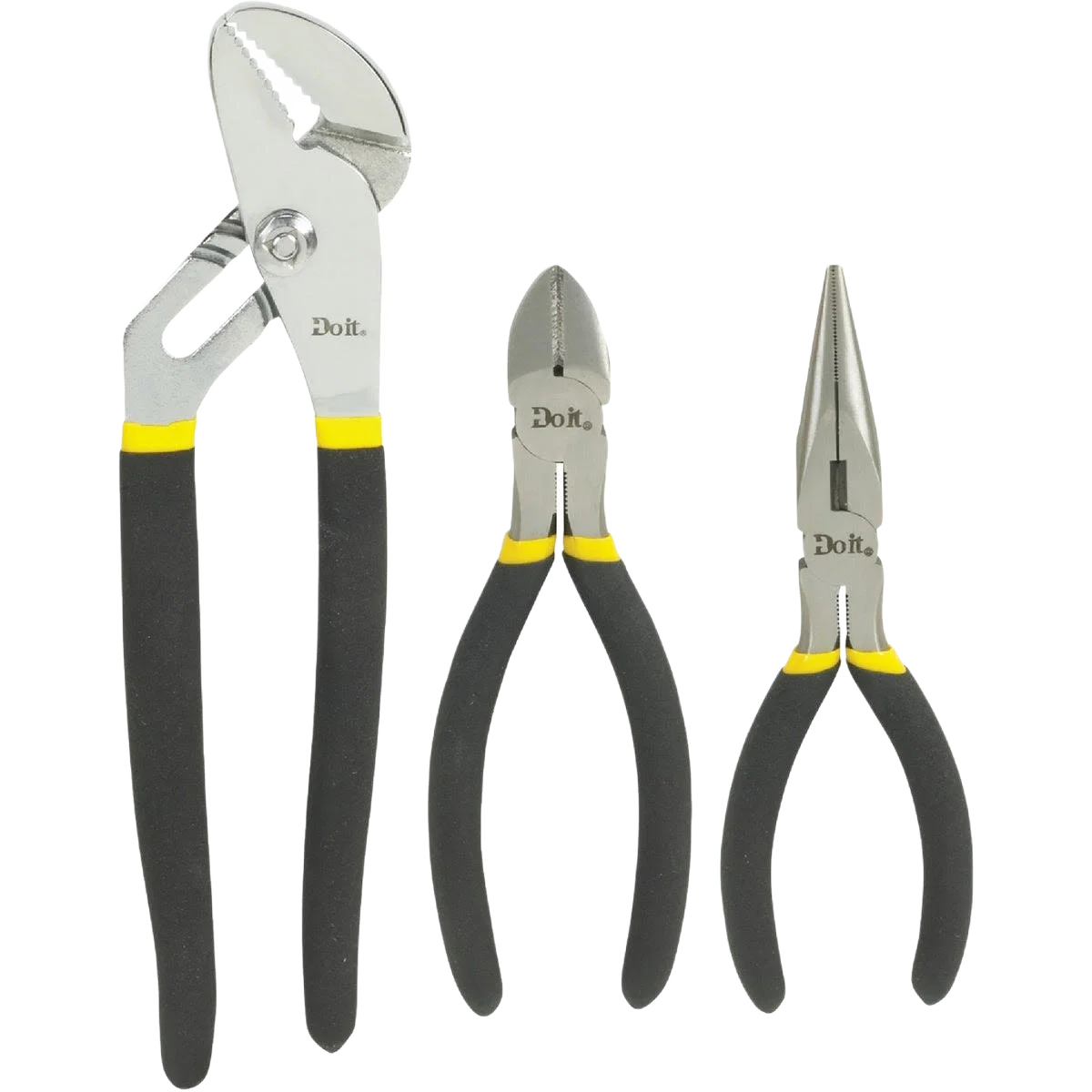 Comfortable Do it 6 in. Long Nose Diagonal 10 in. Groove Joint Plier Set Durable