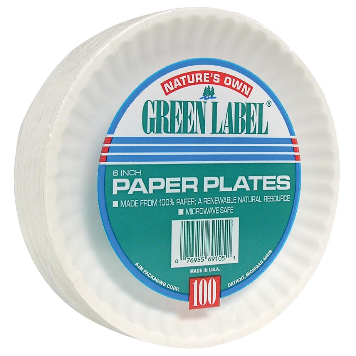 Detailed Nature’s Own Green Label White Paper Plates 100 Count Reusable
