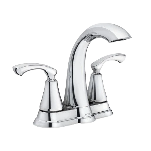 Fashionable Moen Tiffin Chrome Two Handle High Arc Bathroom Faucet Modern
