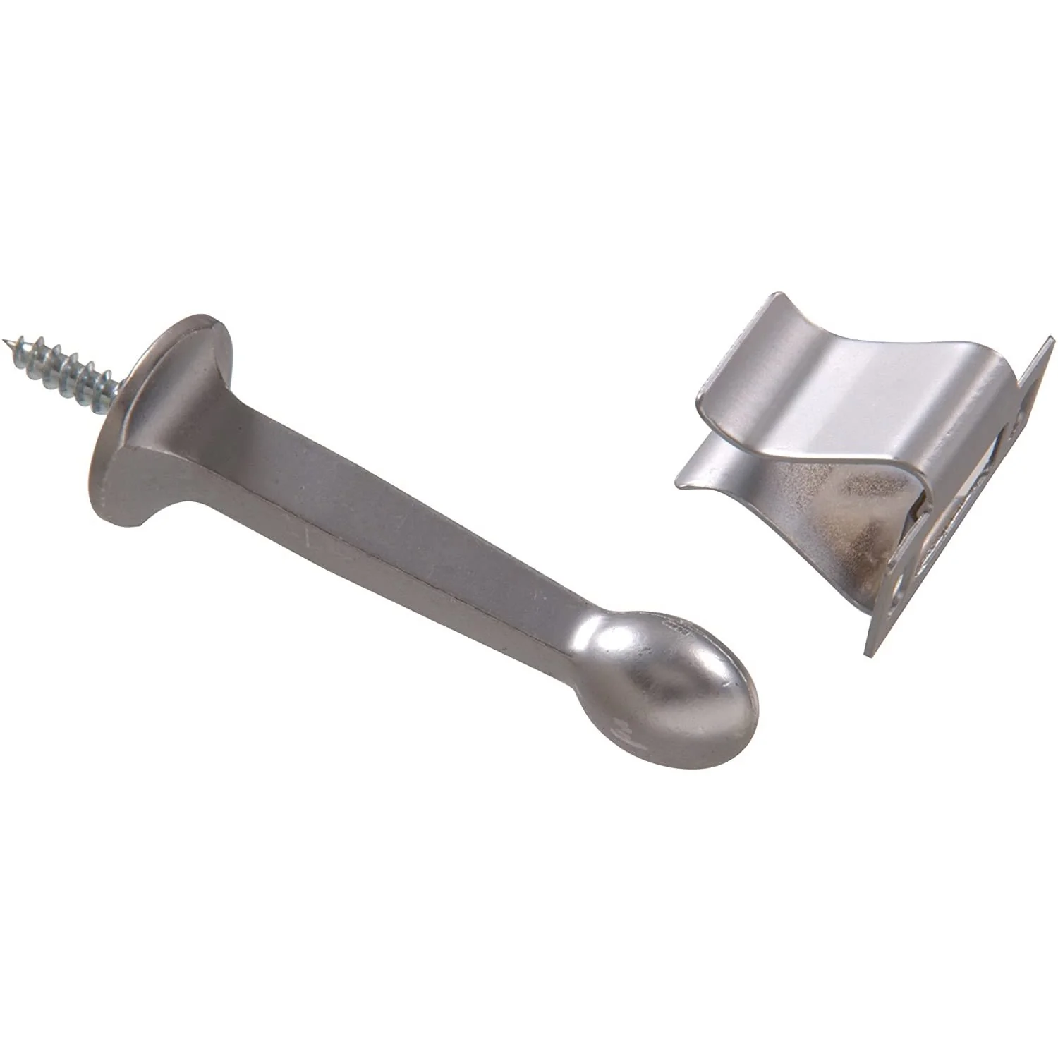 Natural Hillman Satin Chrome Rigid Door Stop with Holder Recyclable