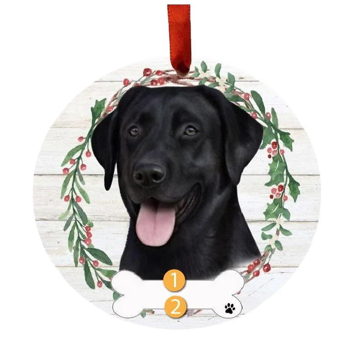 Responsible E S Pets Personalized Black Labrador Face Wreath Ornament Casual
