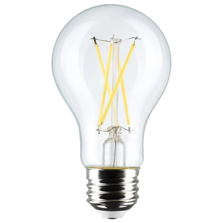 Specialty Satco 8 Watt A19 LED Clear Soft White Medium Light Bulb 4-Pack High-End